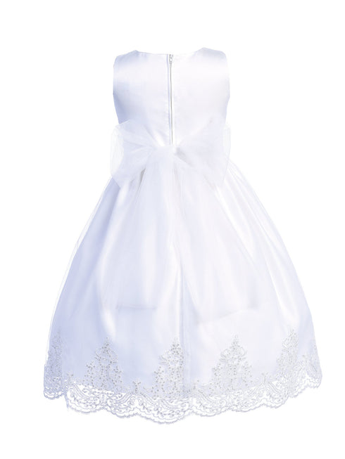 Lito Little Girls White Corded Sequin Embroidery Tulle Communion Dress 6 - SophiasStyle.com